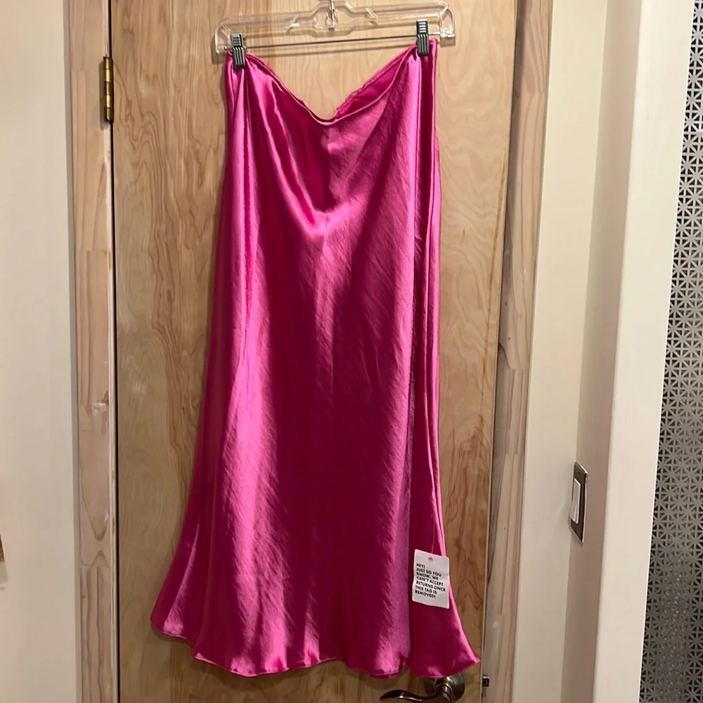 🚫SOLD🚫 ASOS Barbie Pink Midi Slip Skirt - Picture 1 of 9